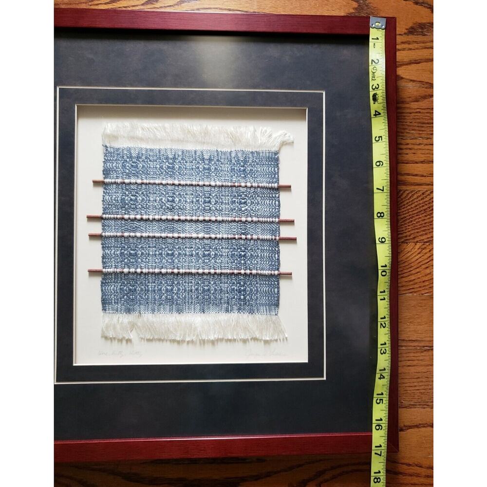 Framed Original Hand Loom Weaving by Jacqui Lubbers Unique Kentucky Art 16"x 17" - Picture 15 of 16